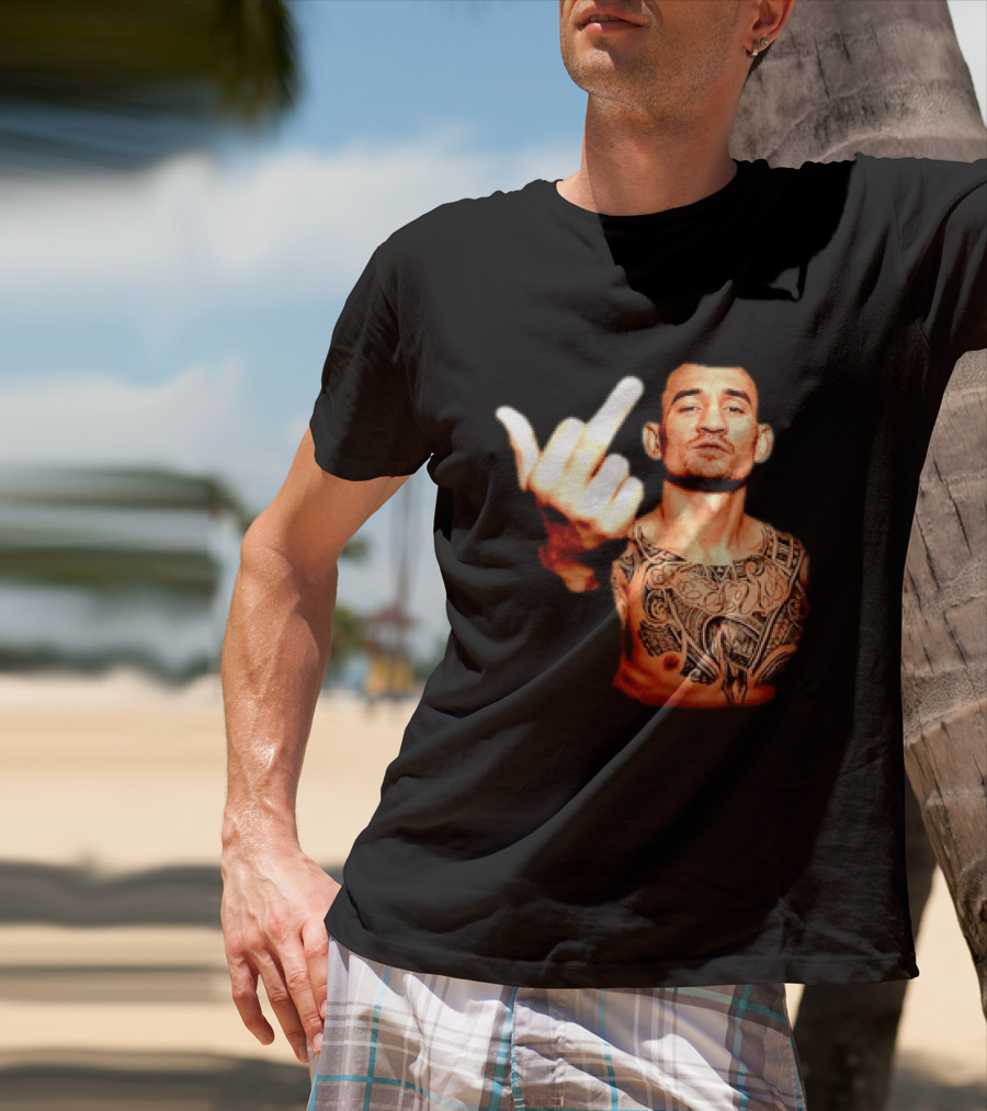 Max Holloway UFC Fighter Pose Middle Finger Tattoo T-Shirt