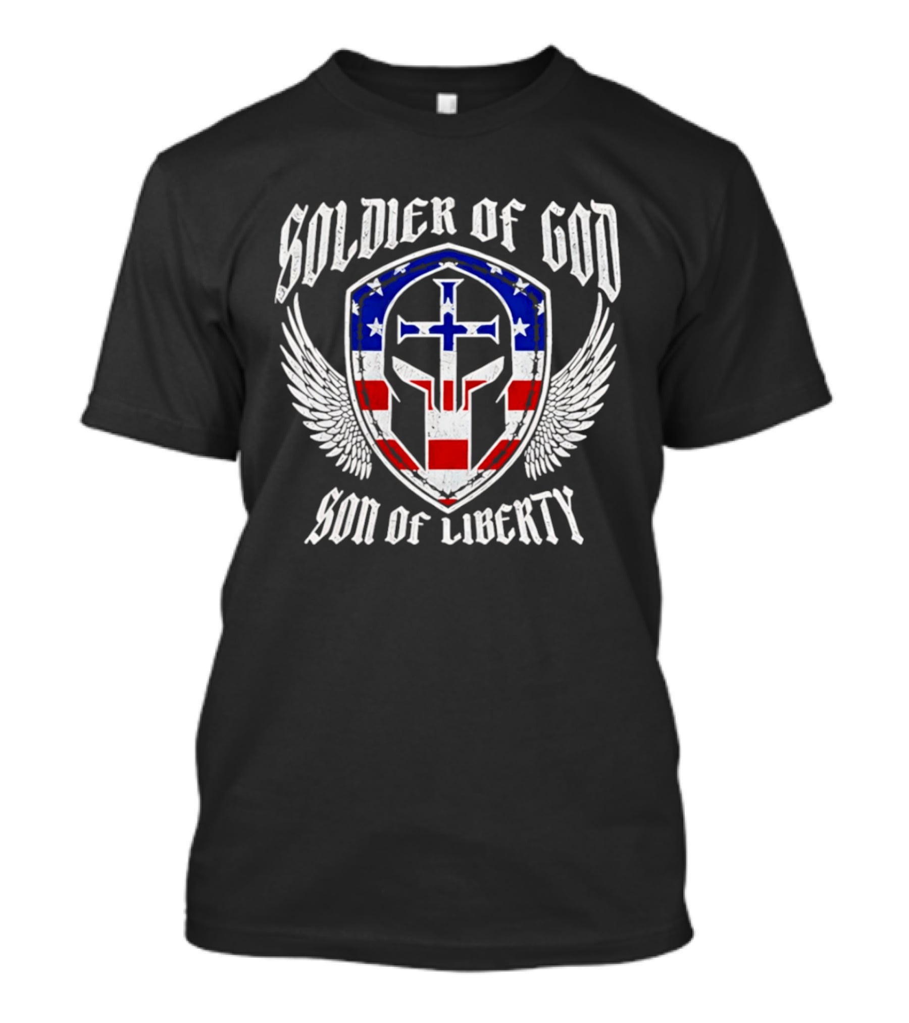 Soldier Of God Son Of Liberty American Flag Cross Wings T-Shirt