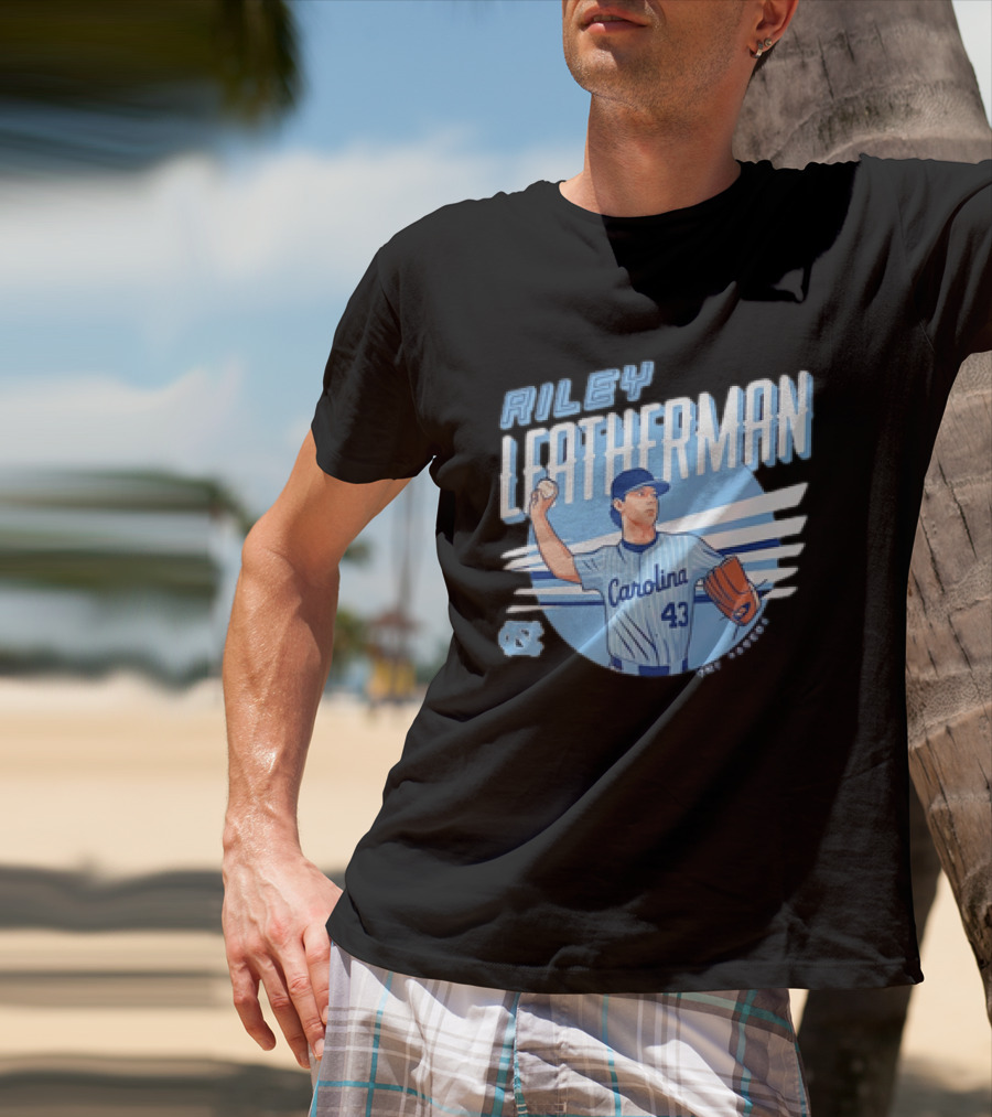 North Carolina Tar Heels Riley Leatherman Baseball Carolina 43 T-Shirt