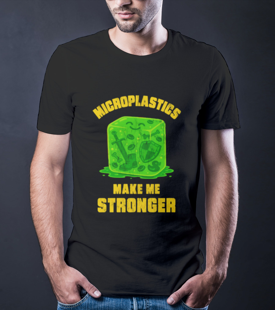 Microplastics Make Me Stronger Gelatinous Block Sword Shield Boot T-Shirt