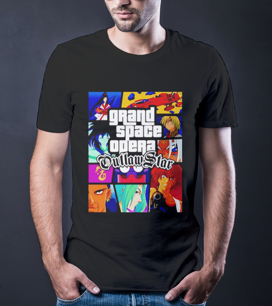 Grand Space Opera Outlaw Star Anime Characters Collage T-Shirt