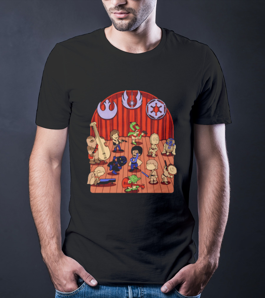 Star Wars Peanuts Characters Band With Iconic Symbols Mashup T-Shirt