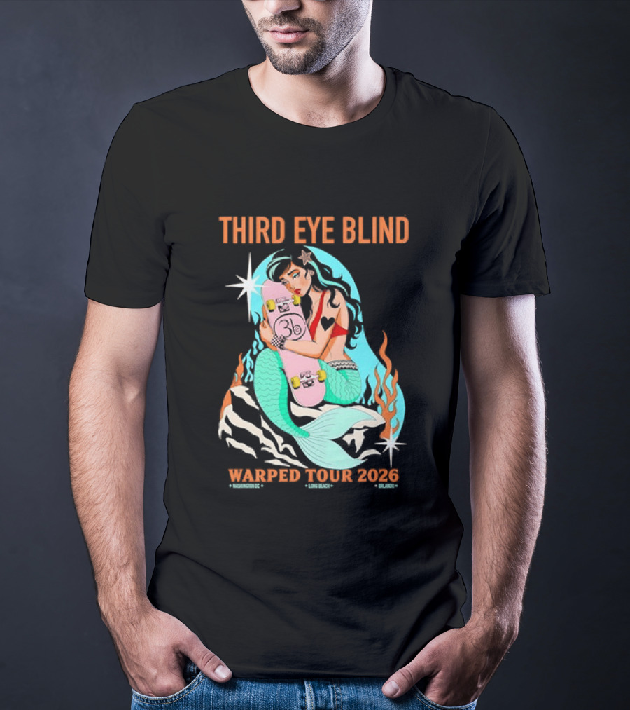 Third Eye Blind 2026 Warped Tour Mermaid Skater T-Shirt