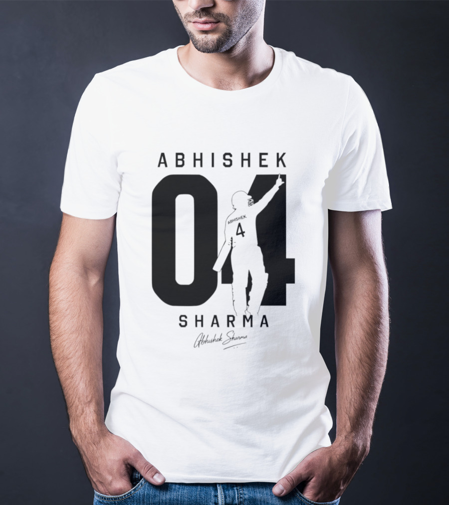 Abhishek Sharma 04 Indian Cricket Player Autograph T-Shirt