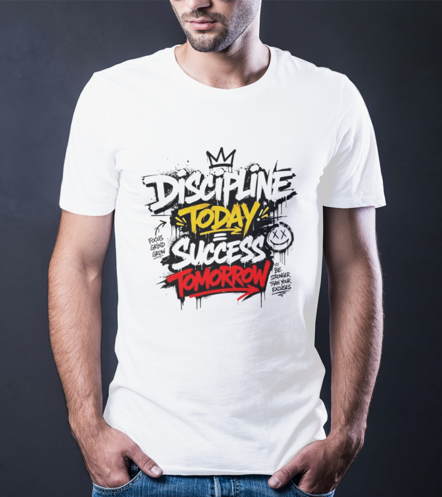 Discipline Today Success Tomorrow Motivational Graffiti T-Shirt