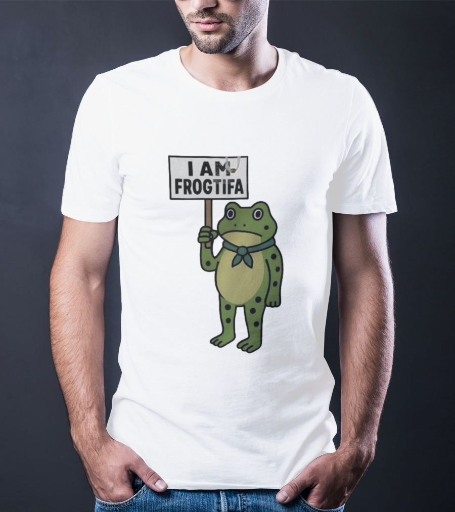 I AM FROGTIFA Frog Holding Sign T-Shirt