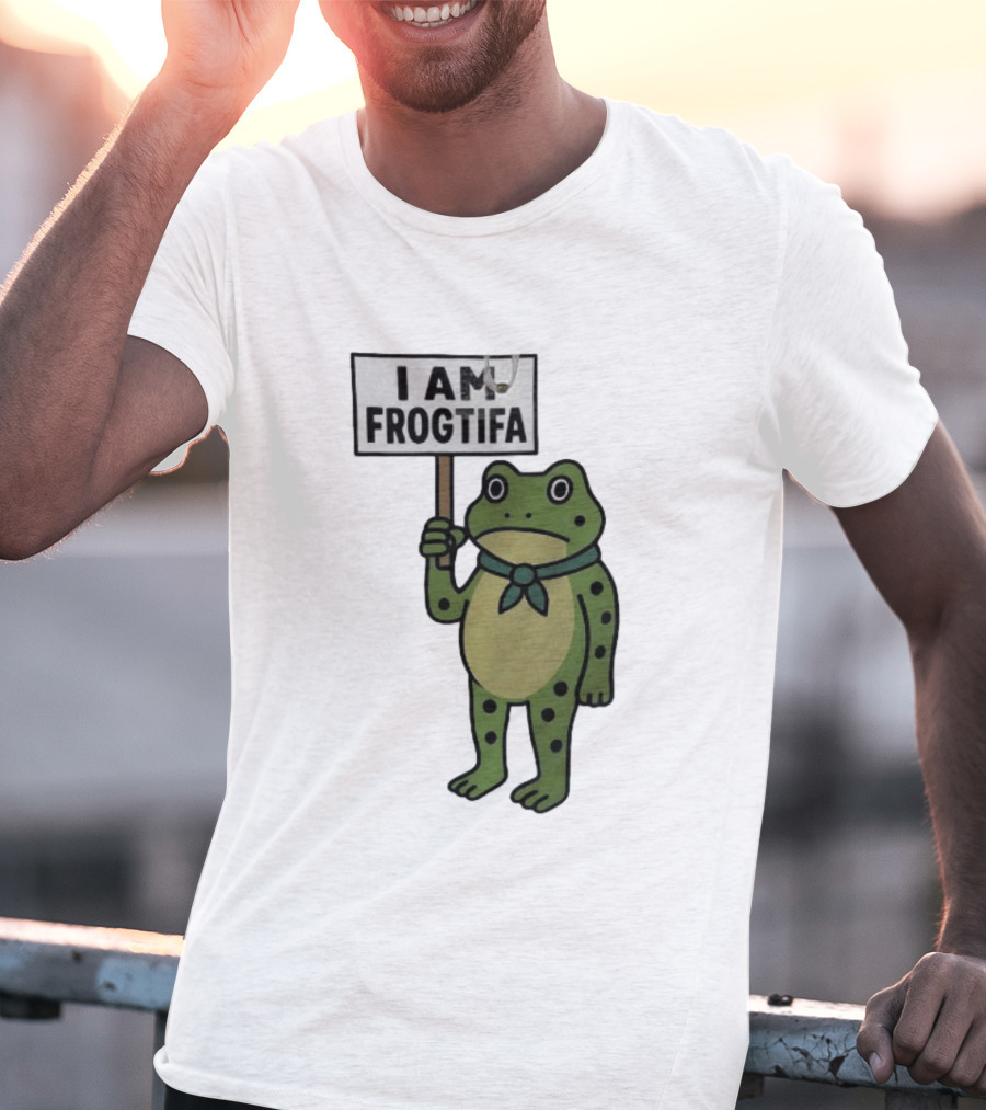I AM FROGTIFA Frog Holding Sign T-Shirt