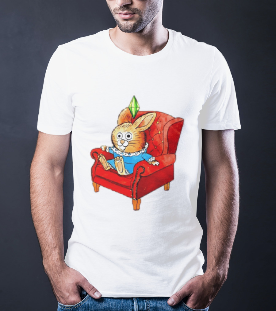 Rabbit They're Turning Me Into A Data Center Tomorrow Green Plumbob Red Couch Blue Dress T-Shirt