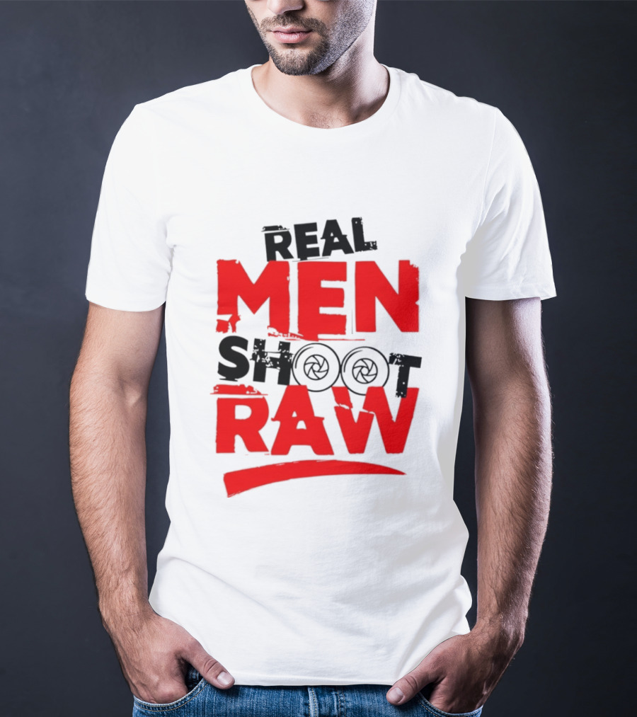 Real Men Shoot RAW Camera Shutter Aperture Photography T-Shirt
