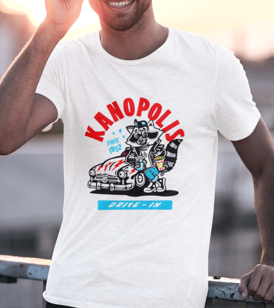 Kanopolis Drive In Since 1952 Raccoon Car T-Shirt