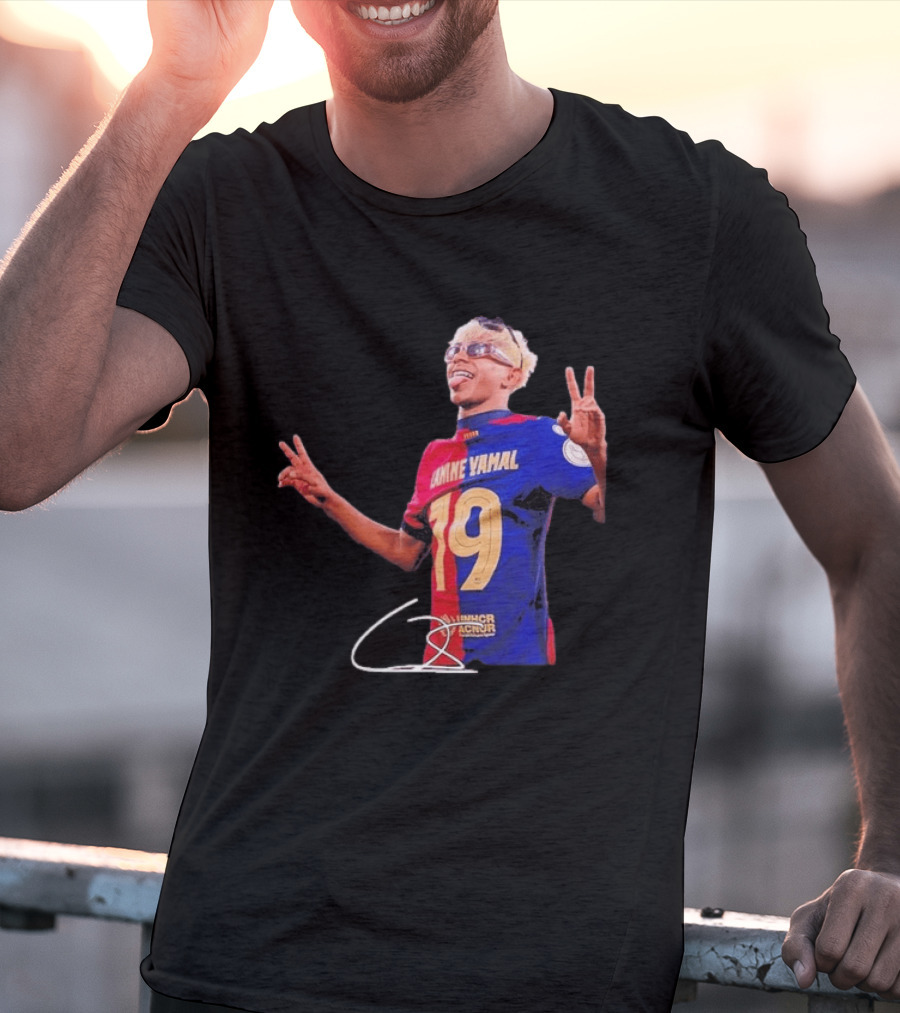 Lamine Yamal Barcelona Peace Sign Celebration 19 Jersey T-Shirt