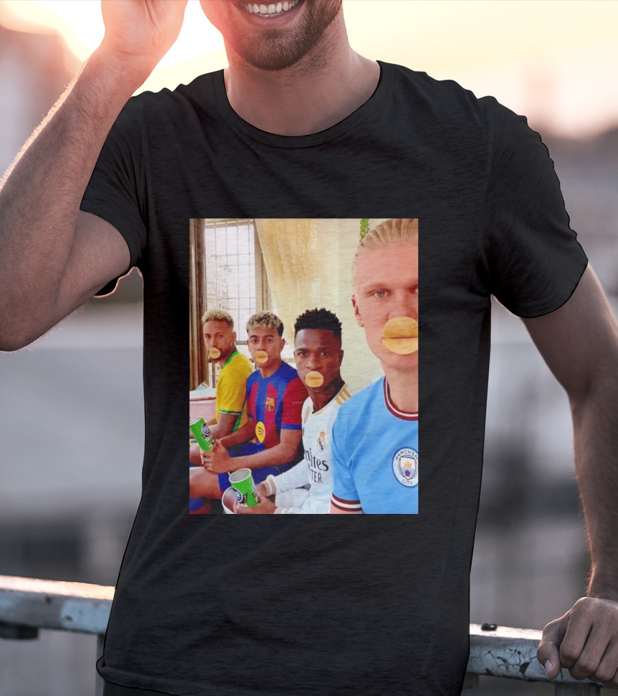 Neymar Vinicius Barcelona Real Madrid Manchester City Football Stars Chips T-Shirt