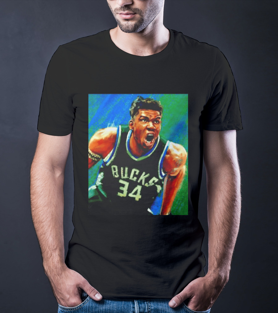 Giannis Antetokounmpo Bucks No 34 Jersey Art Basketball Star T-Shirt
