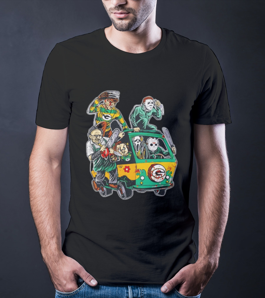 Horror Villains Green Bay Packers Mystery Machine T-Shirt