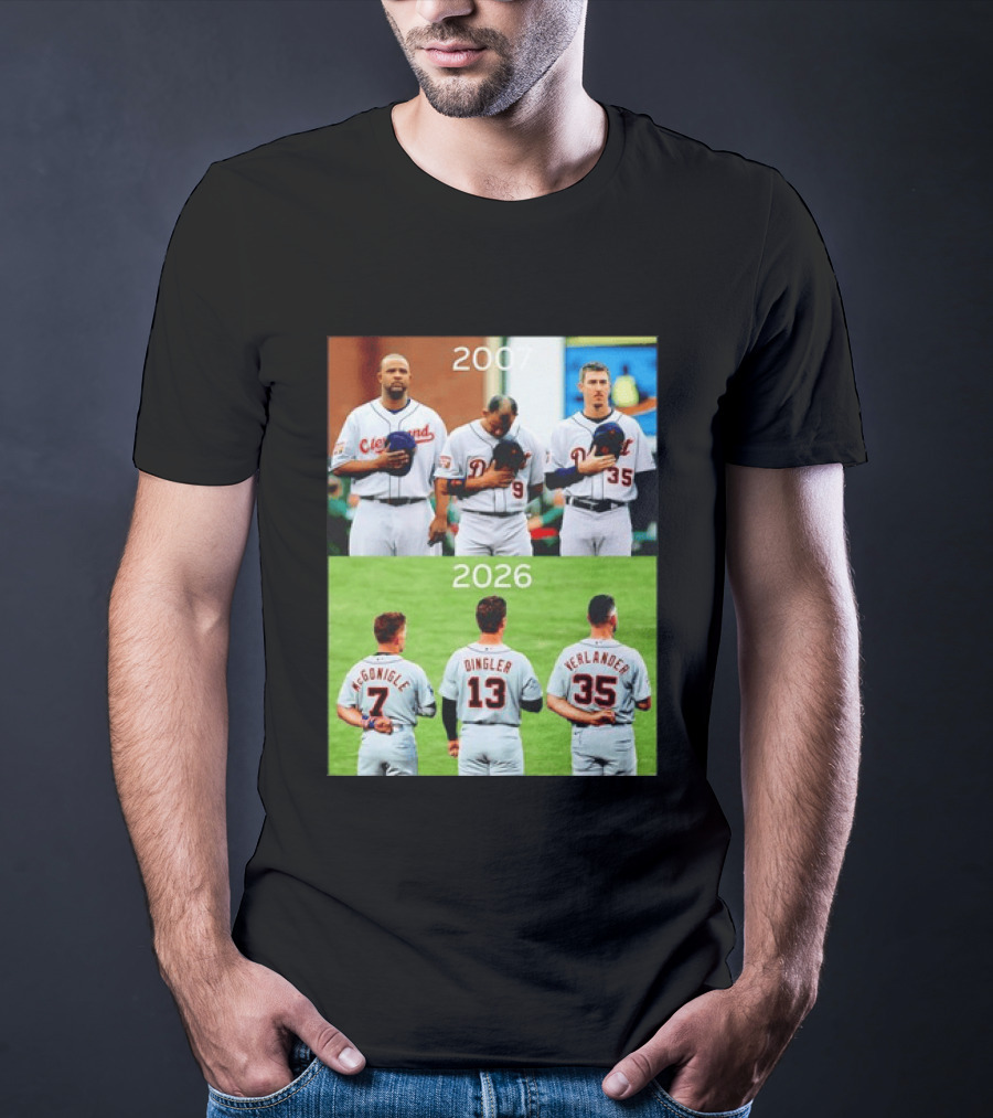 Detroit Tigers 2007 2026 McGonigle Dingler Verlander Comparison T-Shirt