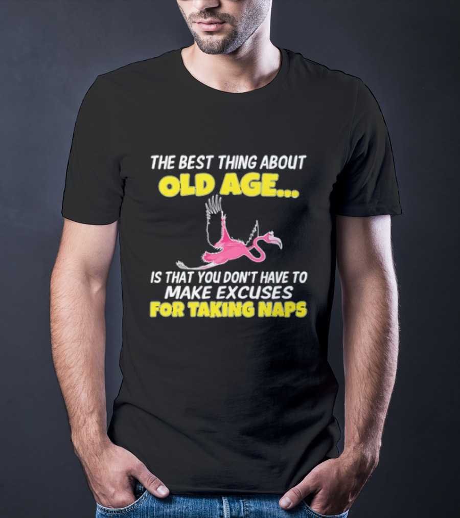 The Best Thing About Old Age Is You Don't Have To Make Excuses For Taking Naps Flamingo T-Shirt