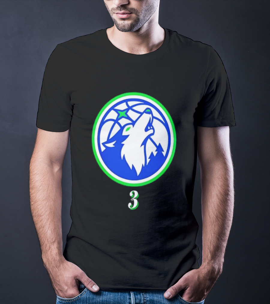 Jaden McDaniels Minnesota Timberwolves 3 Wolf Basketball T-Shirt