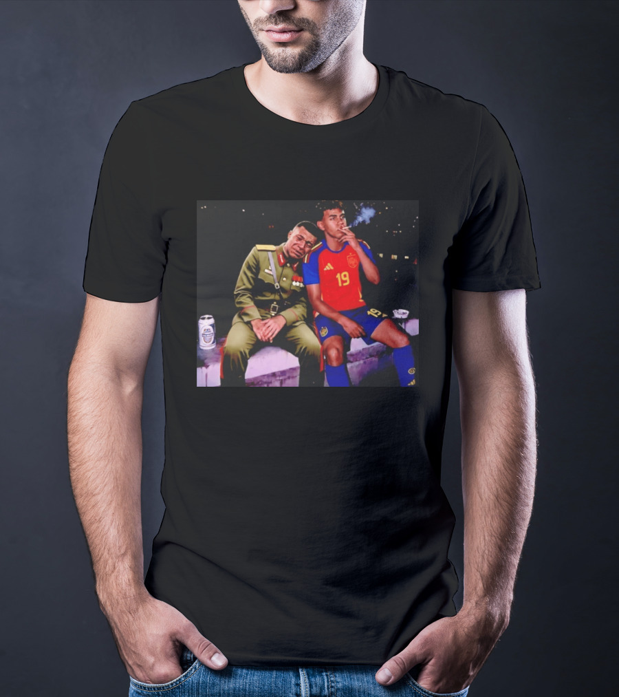 Kylian Mbappe And Lamine Yamal Smoking Spain Number 19 Soccer T-Shirt