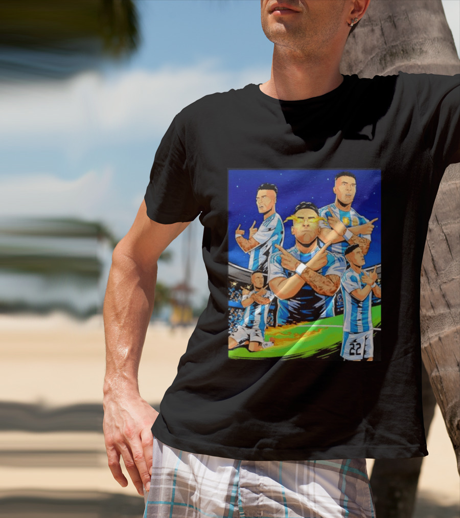 Lautaro Martinez Argentina National Team Collage Soccer Star Celebration T-Shirt