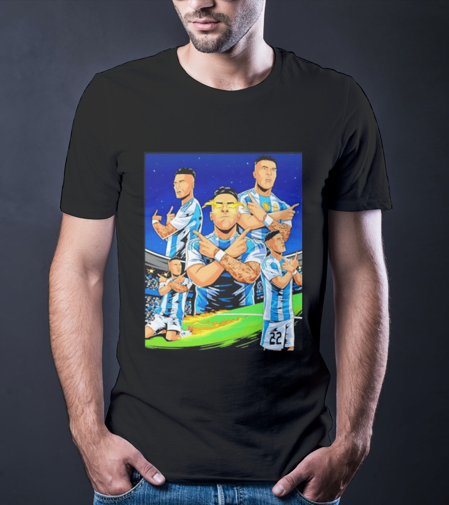 Lautaro Martinez Argentina National Team Collage Soccer Star Celebration T-Shirt