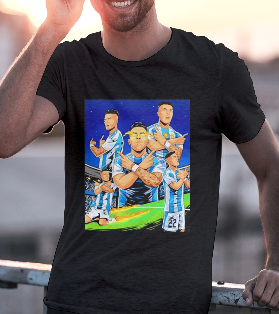 Lautaro Martinez Argentina National Team Collage Soccer Star Celebration T-Shirt