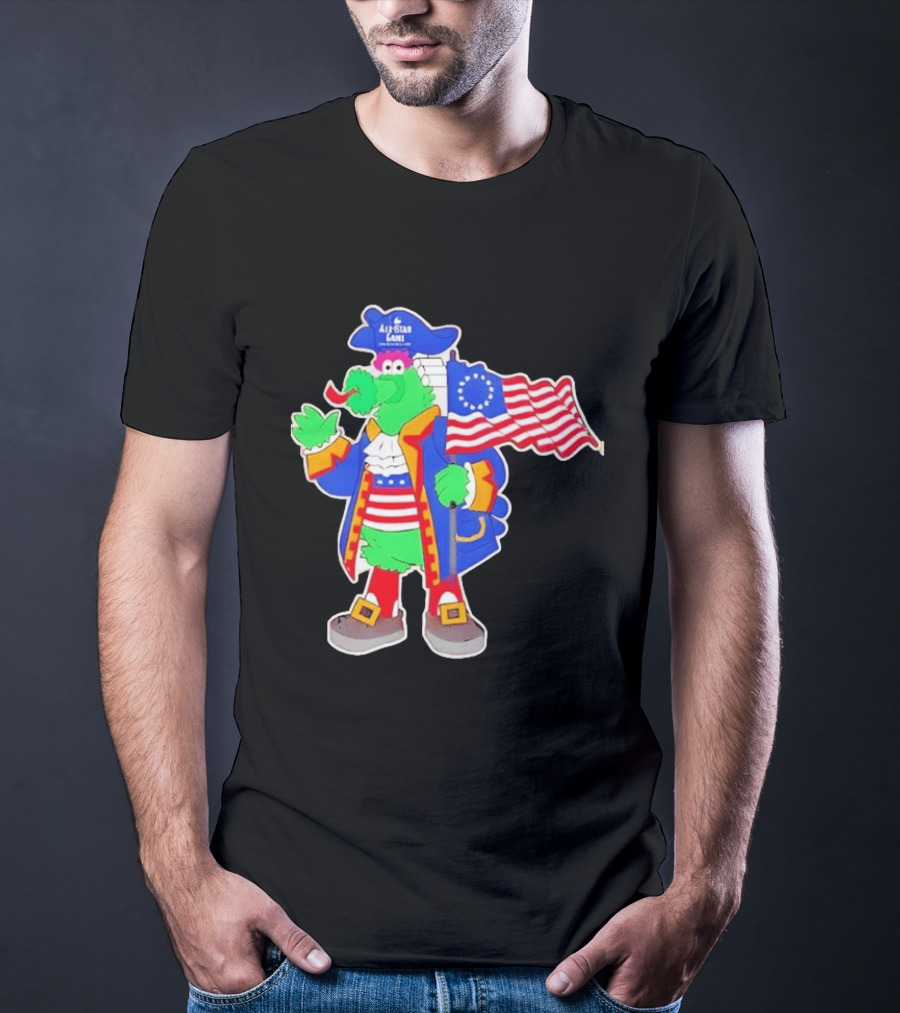 Phillie Phanatic Patriotic 2026 All Star Game Philadelphia Phillies American Flag MLB T-Shirt