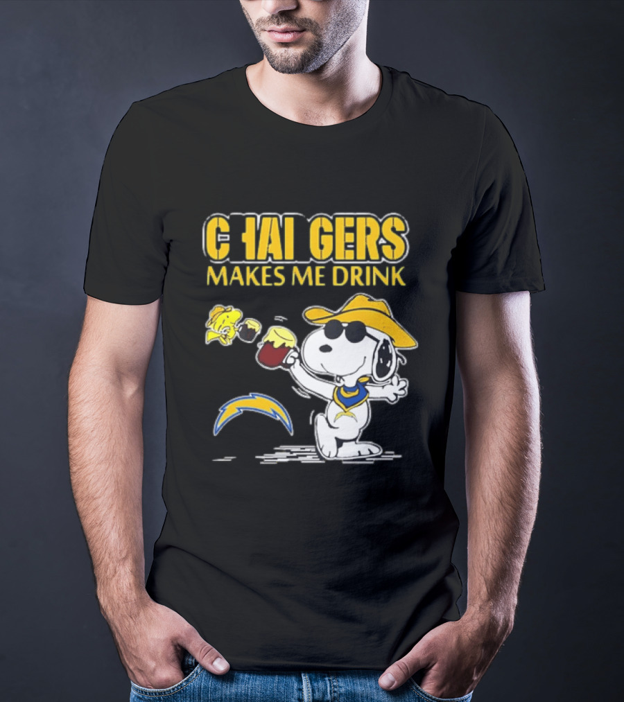 Snoopy Drinking Beer Chargers Makes Me Drink T-Shirt