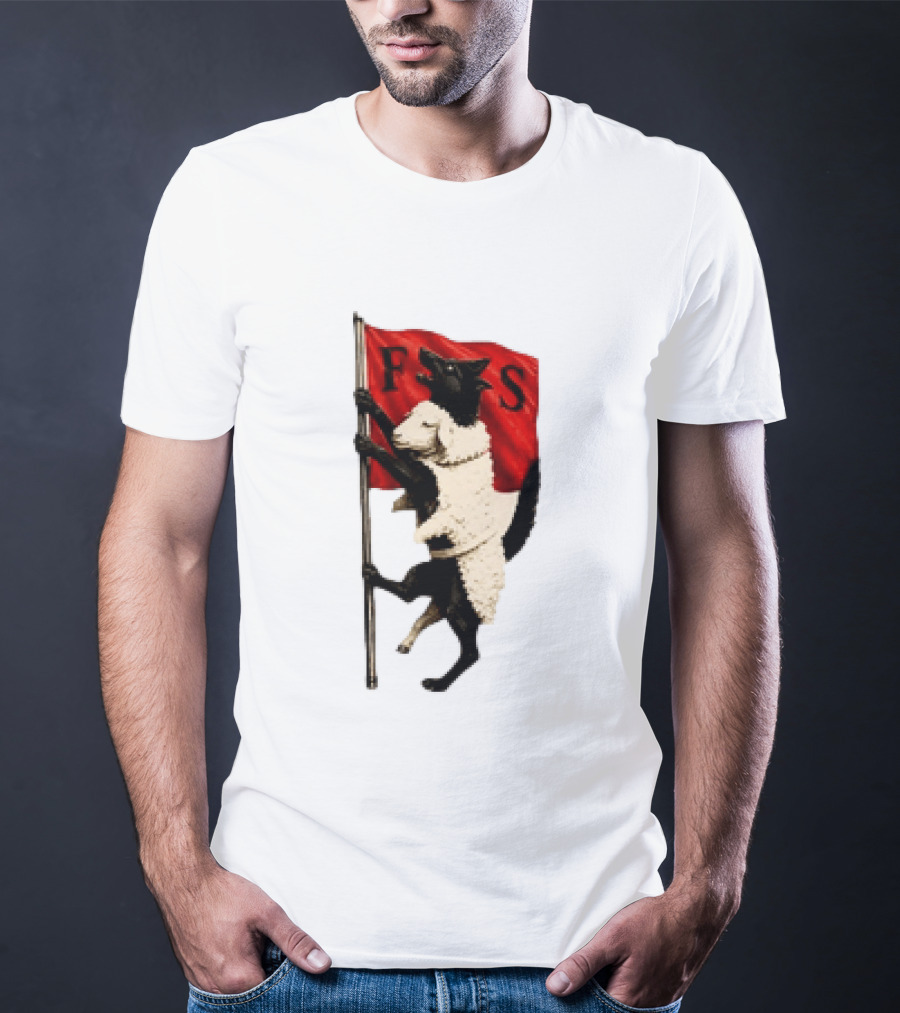 FS Black Cat Carrying Lamb Red Flag T-Shirt