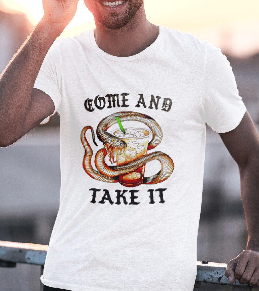 Come And Take It Snake Wrapped Around Iced Coffee Cup T-Shirt