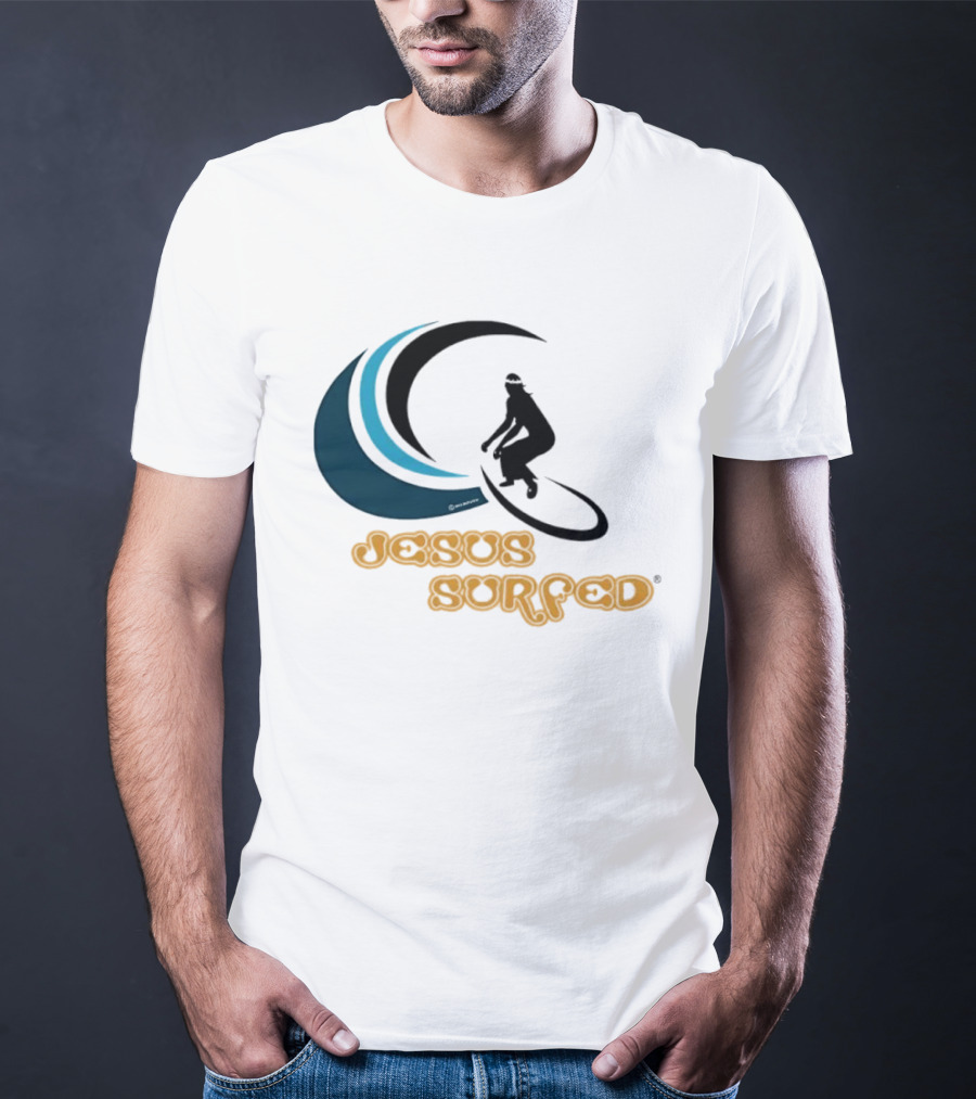 Jesus Surfed Christianity Faith Surfing T-Shirt