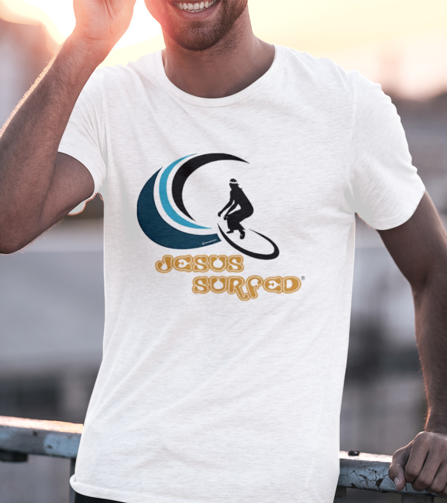 Jesus Surfed Christianity Faith Surfing T-Shirt