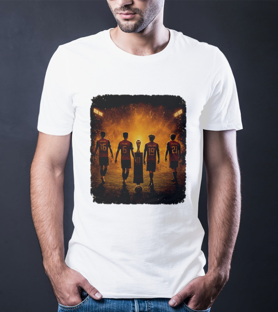 Spain National Football Team Rodrigo Merino Lamine Yamal Oyarzabal Trophy 2026 T-Shirt