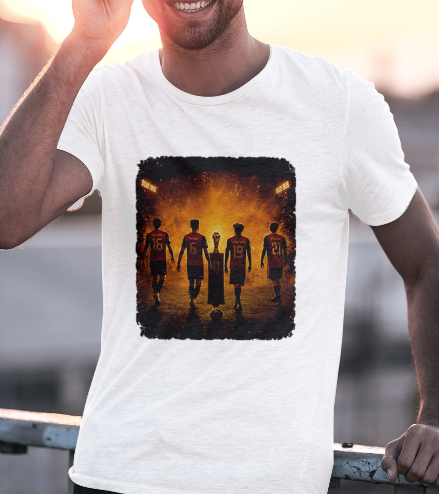 Spain National Football Team Rodrigo Merino Lamine Yamal Oyarzabal Trophy 2026 T-Shirt