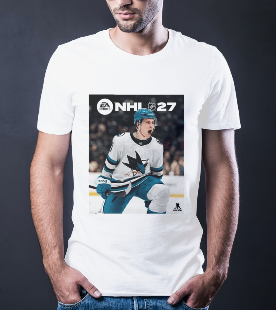 EA Sports NHL 27 Macklin Celebrini San Jose Sharks Cover Athlete NHLPA T-Shirt