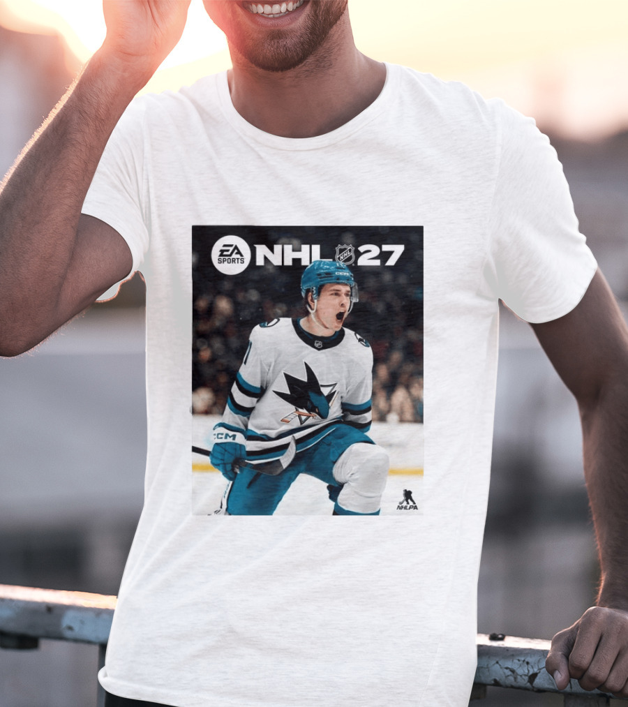 EA Sports NHL 27 Macklin Celebrini San Jose Sharks Cover Athlete NHLPA T-Shirt