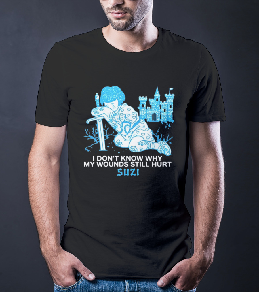 I Don't Know Why My Wounds Still Hurt Suzi Sad Blue Cartoon Castle T-Shirt
