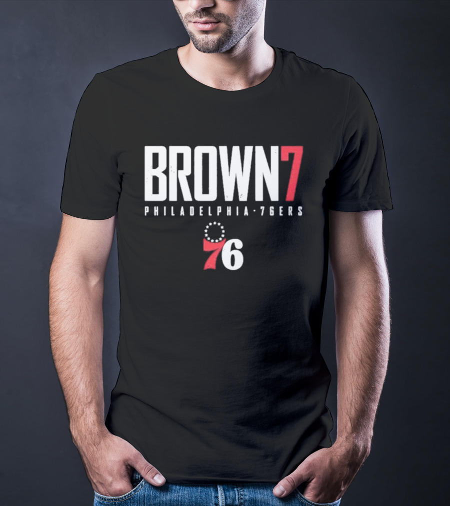 BROWN 7 Philadelphia 76ers 76 Circle Stars T-Shirt