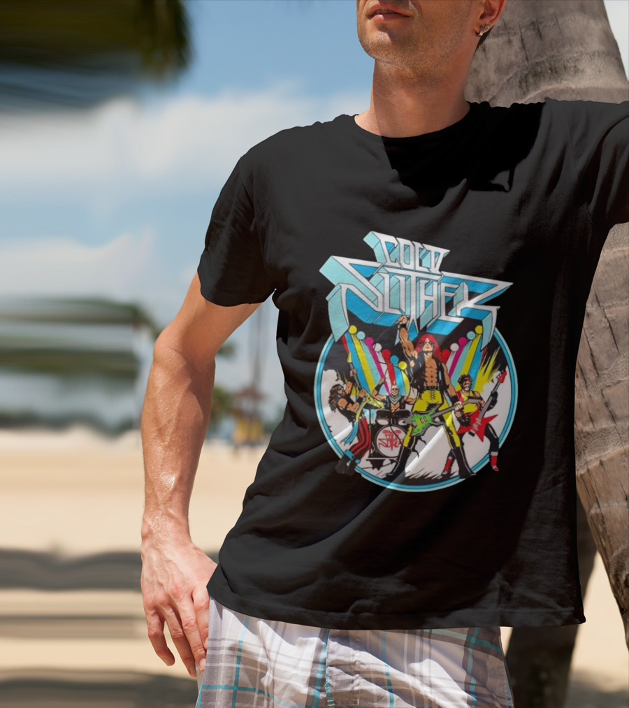 Cold Slither Band Members Rocking Live Performance Retro Vibes T-Shirt