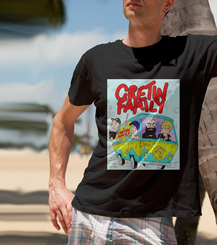 Cretin Family Punk Ramones Gabba Gabba Hey Van Cartoon T-Shirt