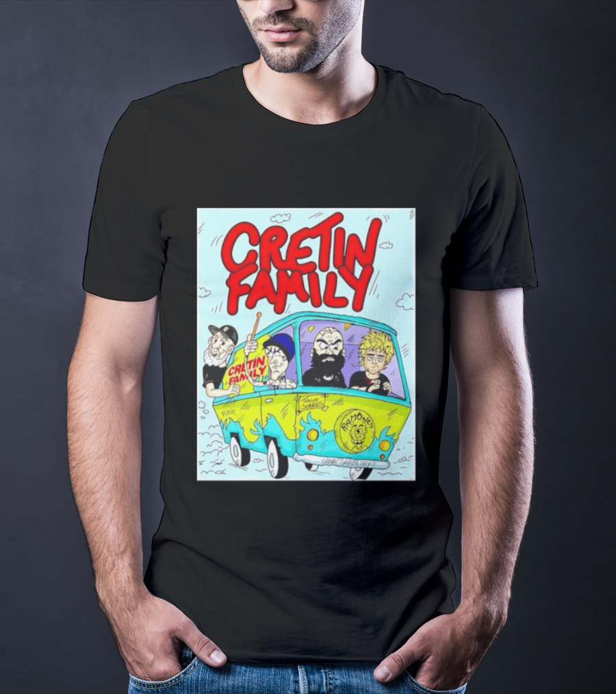 Cretin Family Punk Ramones Gabba Gabba Hey Van Cartoon T-Shirt