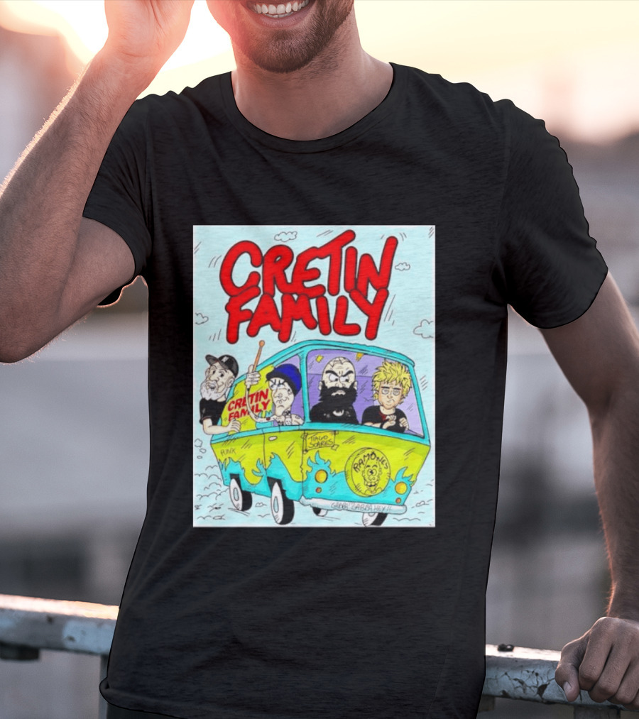 Cretin Family Punk Ramones Gabba Gabba Hey Van Cartoon T-Shirt
