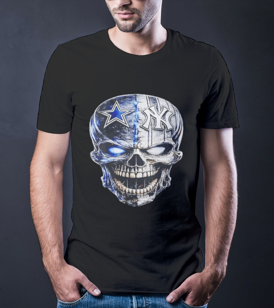 Dallas Cowboys Star New York Yankees Skull T-Shirt