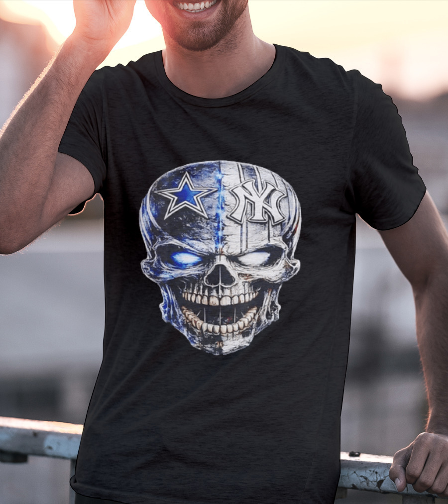 Dallas Cowboys Star New York Yankees Skull T-Shirt