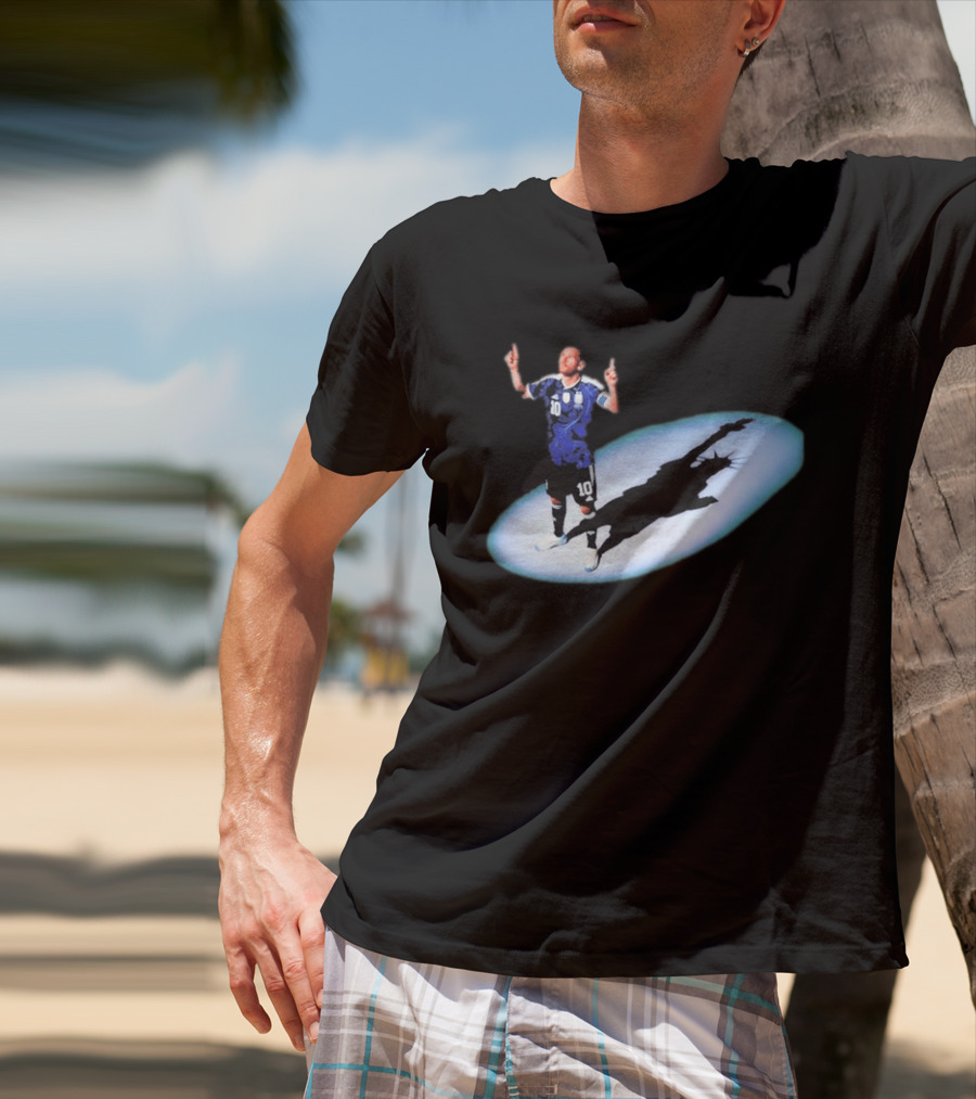 Lionel Messi Iconic Argentina Celebration With Liberty Shadow T-Shirt
