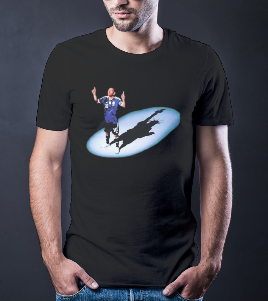 Lionel Messi Iconic Argentina Celebration With Liberty Shadow T-Shirt