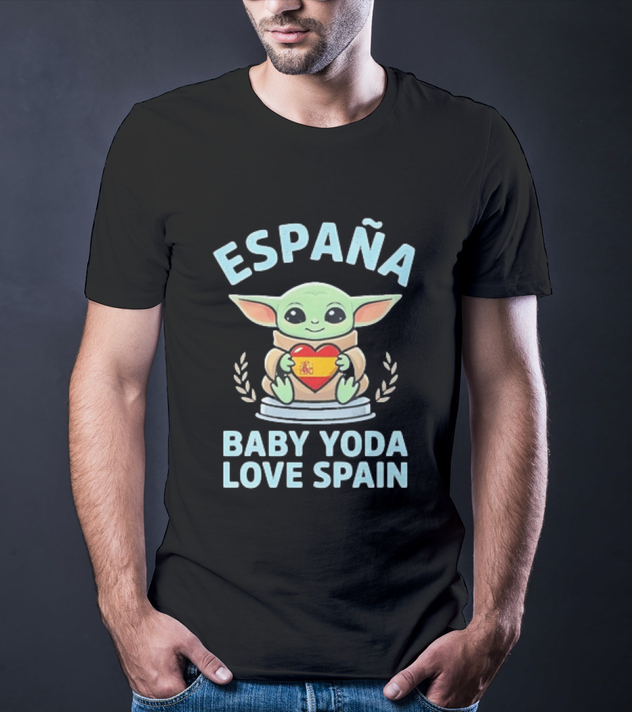 España Baby Yoda Love Spain Hearts Fan T-Shirt