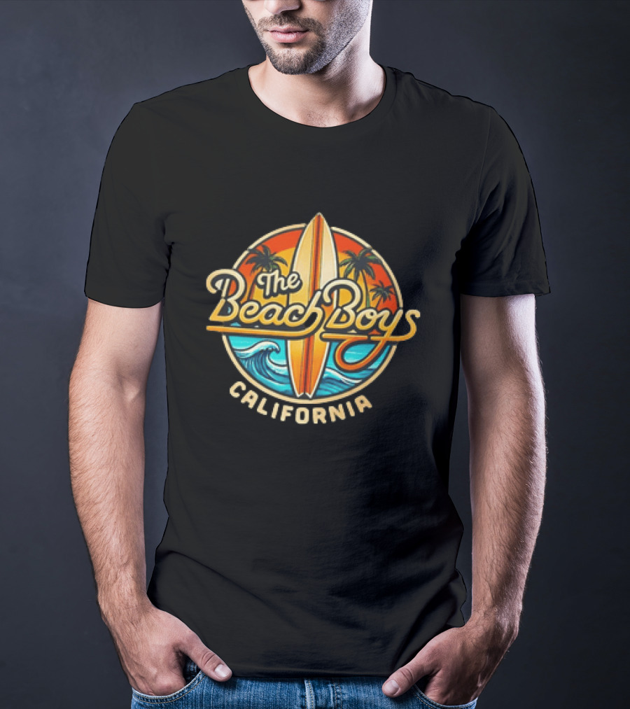 The Beach Boys California Surfboard Palm Trees Ocean Wave T-Shirt