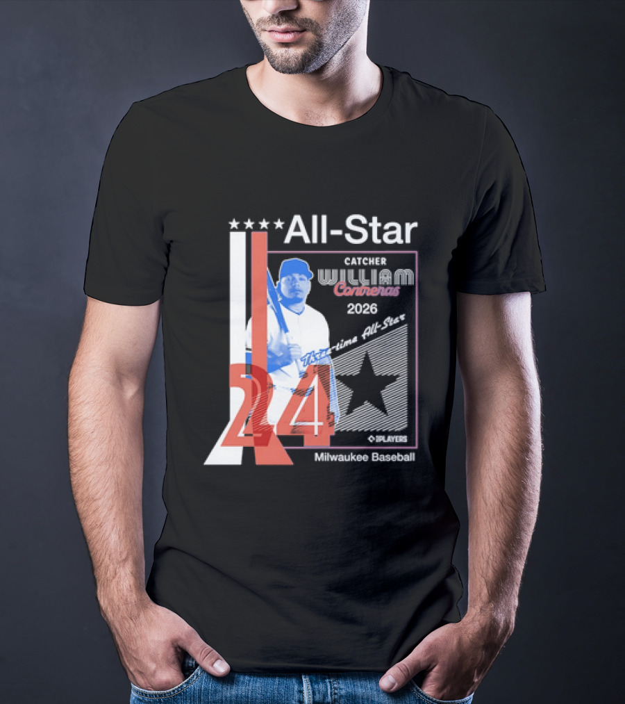 All Star Catcher William Contreras Milwaukee Baseball 2026 24 Three Time T-Shirt