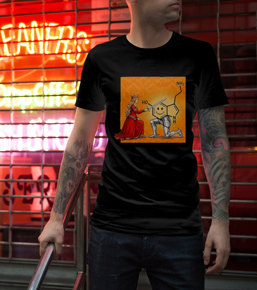 Sir Otonin Serotonin Molecule Knight Queen Chemistry T-Shirt