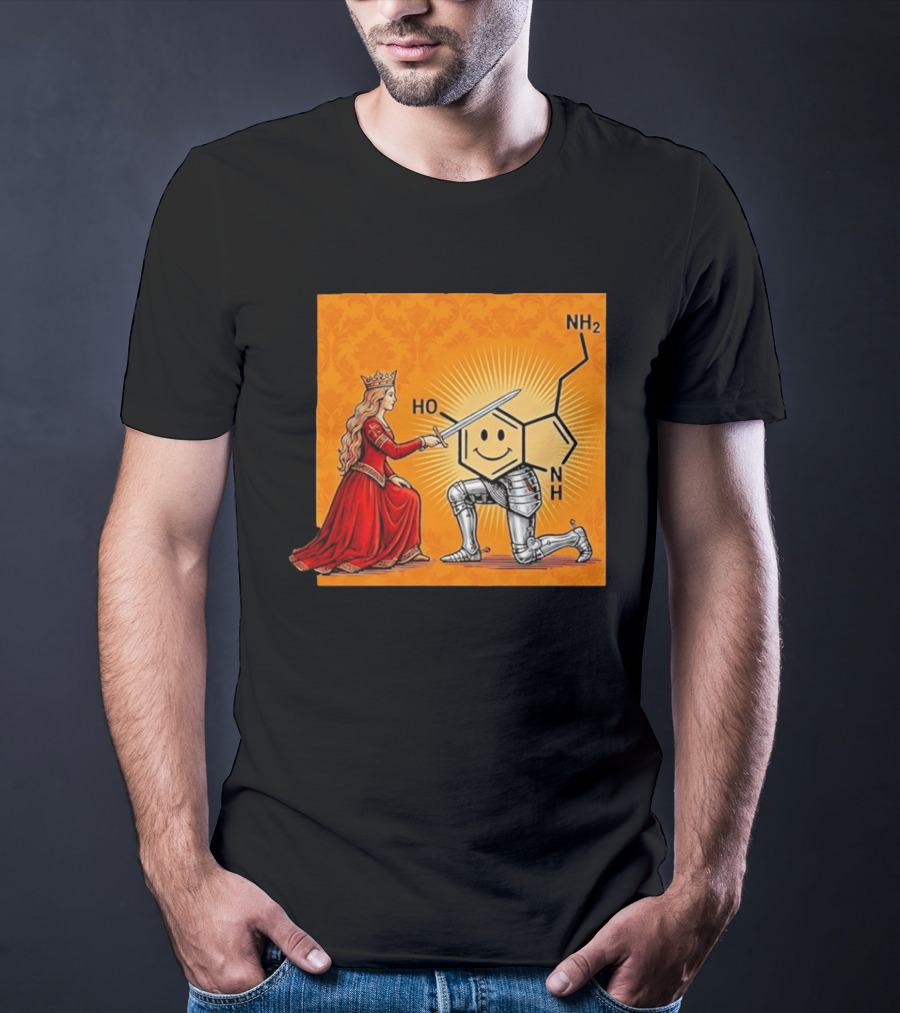 Sir Otonin Serotonin Molecule Knight Queen Chemistry T-Shirt